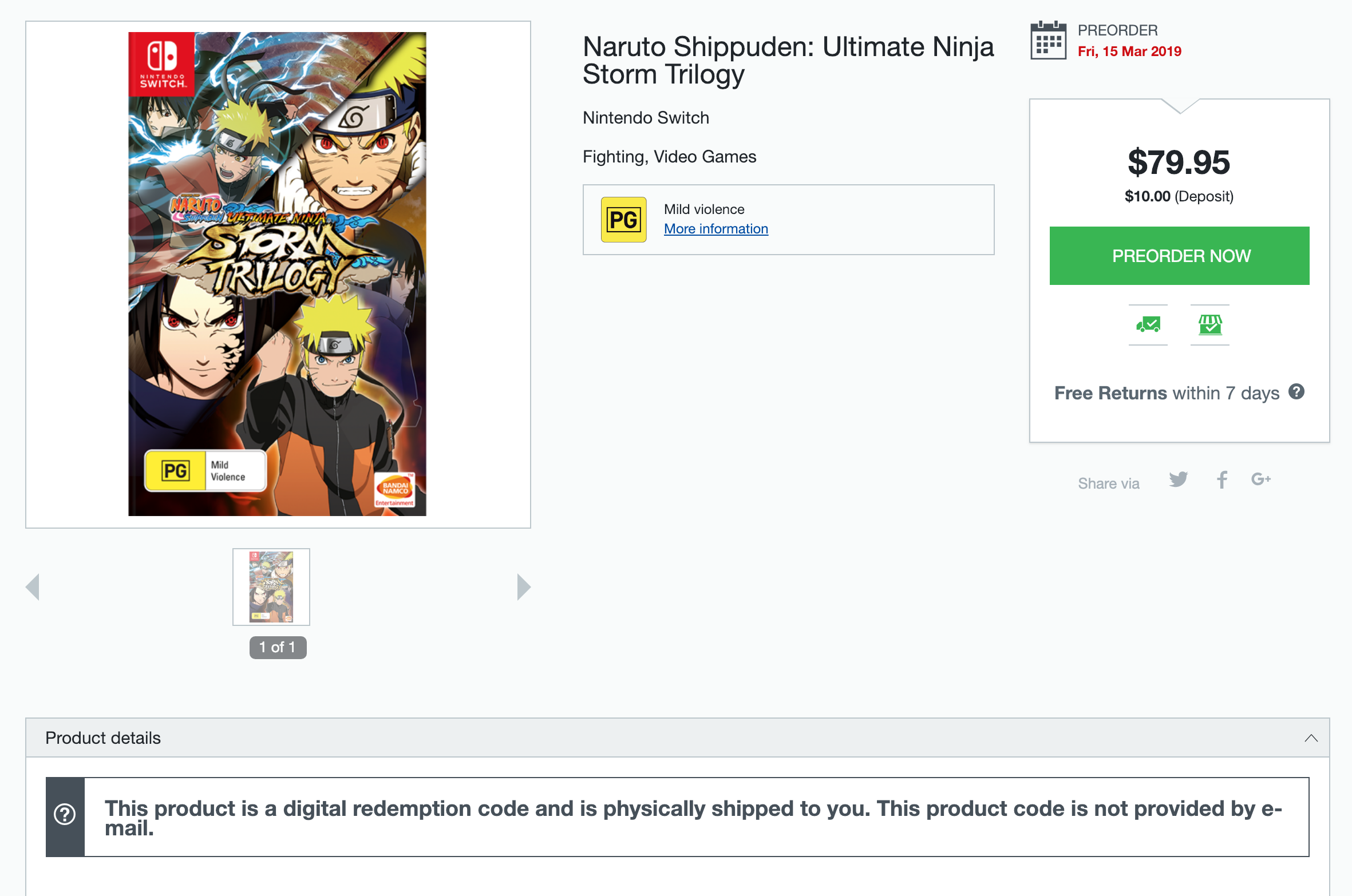 Naruto Shippuden: Ultimate Ninja Storm Trilogy - Nintendo Switch (Digital)